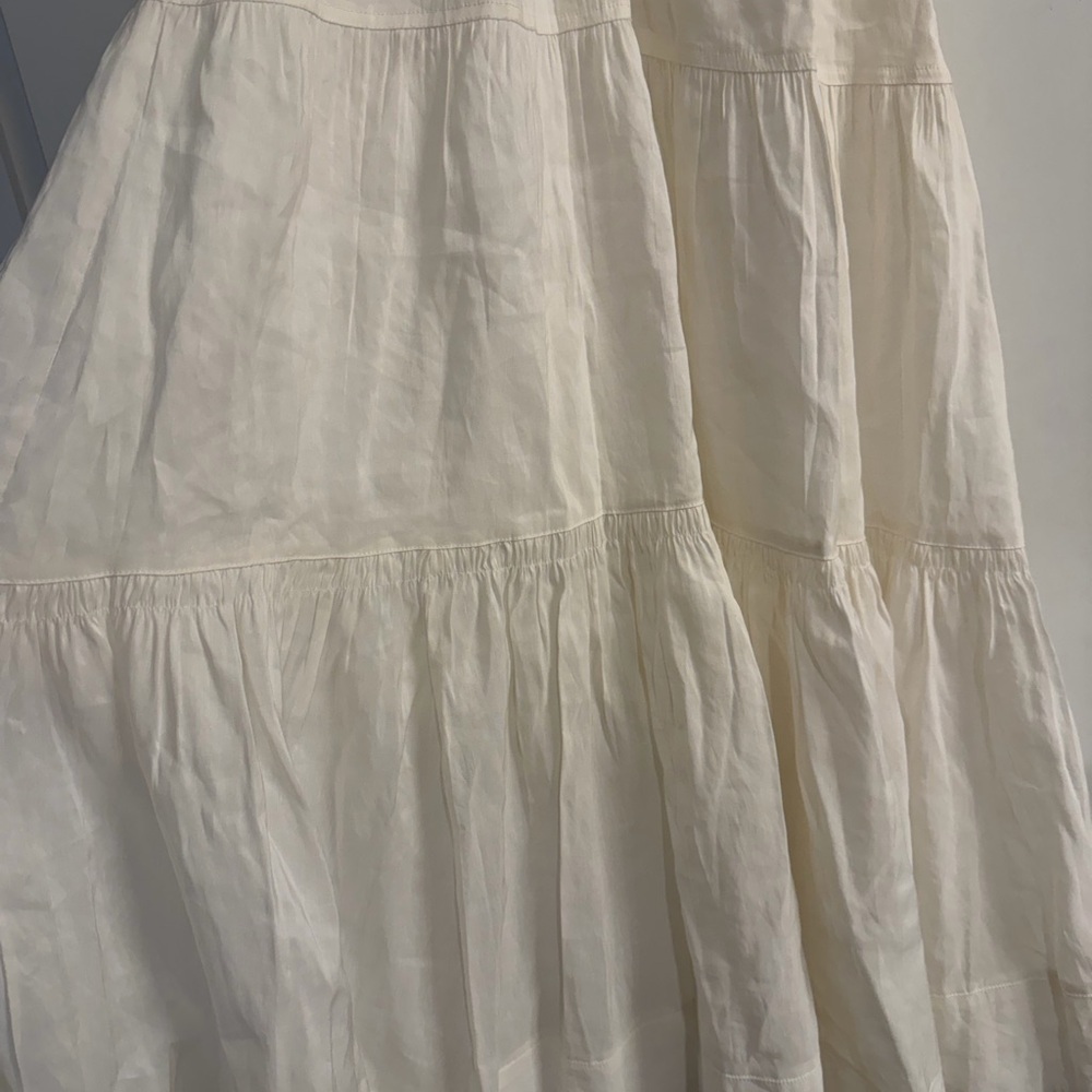 New La Ligne Stella Ruffle Shoulder Open back Linen Blend Midi Dress - Picture 3 of 14